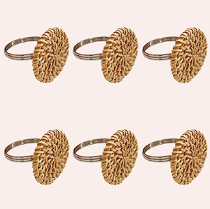 Handcrafted natural bamboo woven rattan napkin ring tied with jute <b>string</b>, available at wholesale prices. - Product Image 6