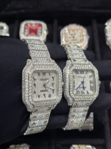 Reloj de Lujo para Hombre, Estilo Hip Hop, con Números Romanos, Edición Limitada, Plateado, Cuadrado, Automático, Mecánico, con Incrustaciones de Moissanita - Product Image 2