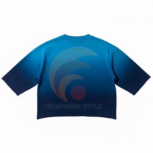 T-shirt Homme 100% Coton Épais Coupe Boxy Col Côtelé Surdimensionné Effet Délavé Uni Personnalisable - Product Image 2