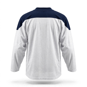 Maillot de hockey sur glace unisexe, couleur personnalisée, manches longues, col en V, polyester anti-humidité, coupe régulière adulte, couleur unie, sport, devant uni - Product Image 2