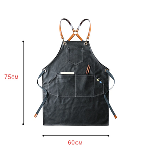 Classic Leather <b>Bib</b> <b>Apron</b> With Multiple Pockets For Cooking 75cm X 60cm - Product Image 1