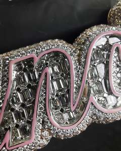 จี้เพชรโมอิสซาไนต์แท้สำหรับผู้หญิง จี้ชื่อแบบซ้อนชั้น สั่งทำชื่อได้ ตัวอักษรแบบเขียนด้วยลายมือ เงินแท้ 925 ชุบทองคำขาว 14k - Product Image 6