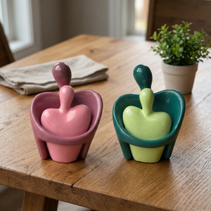 AG Elements Ensemble de sculptures abstraites modernes pour couple, figurines décoratives en céramique pour salon, bureau, décoration de la maison - Product Image 1