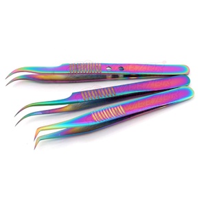 Wholesale Diamond Grip Individual Faux <b>Mink</b> Lash <b>Extension</b> Tweezers Custom Pointed Stainless Steel Multi-Color Coated <b>Eyelash</b> - Product Image 4