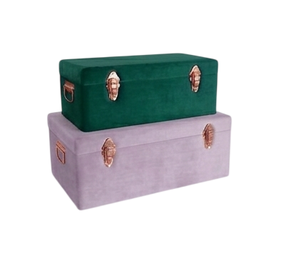 Black Fabric Cover Storage Trunk <b>Box</b> Rectangle Lidded Stackable Vintage Style Medium Capacity Home Organization <b>Box</b> - Product Image 3
