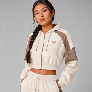 Manufacturing Customizable Color Logo All Seasons Easy Women <b>Crop</b> <b>Top</b> Hoodie Full Zip Cotton 100% Fleece Women <b>Crop</b> <b>Top</b> <b>Hoodies</b> - Product Image 5