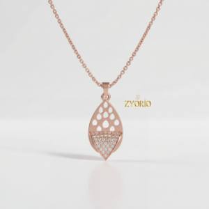 Collar con Colgante de Plata de Ley 925, Diseño Minimalista Único, Chapado en Oro Rosa con Diamantes, Regalo de Boda o Compromiso para Mujer - Product Image 3