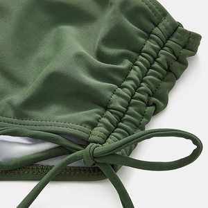 Ensemble bikini vert uni pour femme, haut dos croisé et bas à nouer sur les côtés, maillot de bain deux pièces extensible, tenue de plage sans manches, vente en gros - Product Image 6