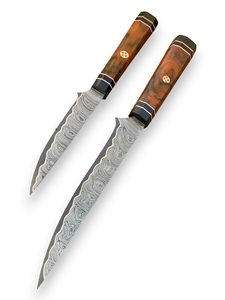 Juego de Cuchillos de Filetear de Acero de Damasco, 2 Piezas, Mangos de Madera, Ambidiestros, Afilados, Duraderos, Forja Nórdica, Juego de Cuchillos Profesionales - Product Image 4