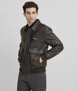 Chaqueta Acolchada de Cuero Ecológico para Hombre RELEVO INDUSTRY, Cuello Alto, Cierre de Cremallera, Forro de Spandex, Dos Bolsillos, Color Oliva - Product Image 3