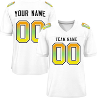 Maillot de football américain personnalisé CLASSICAL TRENDS imprimé par sublimation, col en V, manches courtes, maille respirante, blanc, vert, jaune, pour équipe