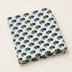 Blue Hand Block Printed Cotton Fabric <b>Set</b> With Floral Palm Stripe Motif For Kurta Dress <b>Sewing</b> Home Textile Craft Material Soft - Product Image 2