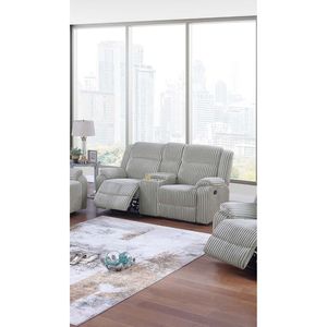 Divano Reclinabile a Due Posti in Tessuto Effetto Velluto, Colore Cenere, per Soggiorno - Product Image 5