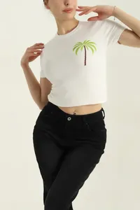 Camiseta personalizada lisa, informal, de manga corta y duradera para mujer, camiseta con logotipo personalizado para mujer, tela de alta calidad, camiseta para mujer - Product Image 6