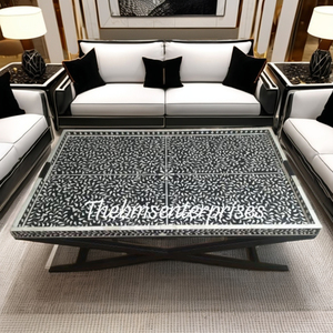 Premium Quality Handmade Bone Inlay Black and <b>White</b> Hexagonal Coffee <b>Tables</b> for Dining Room and Living Room - Product Image 3
