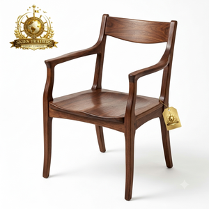Silla de Capitán Vintage de Madera Maciza con Respaldo de Espiga, Sillón de Oficina, Silla de Comedor Tradicional de Caoba - Product Image 6