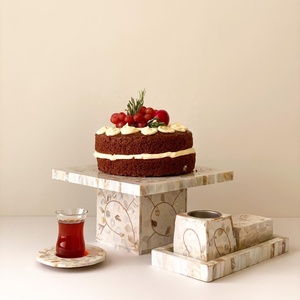 Elegante candelabro hecho a mano de acero inoxidable con incrustaciones de perlas Madre, regalo árabe de Ramadán para decoración del hogar, diseño OEM - Product Image 4