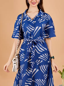 Vestido Midi Bohemio de Verano para Mujer, de Manga Corta, Estampado Floral, de Diseño de Lujo, Ecológico, de Georgette Natural, 100% Algodón Transpirable - Product Image 3