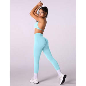 Conjunto de Yoga para Mujer, Bra Deportivo Resistente que Absorbe el Sudor, Leggings Largos, Elásticos en Cuatro Direcciones, Ligeros, de Nailon y Spandex - Product Image 5
