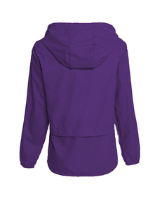 Veste de randonnée imperméable à capuche pour femme, couleur bordeaux, manches longues, fermeture éclair, cordon de serrage, coupe régulière, printemps, extérieur - Product Image 5