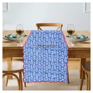 Best Quality Cotton Fabric Hand Block Print Embroidery Edge Washable <b>Table</b> <b>Runner</b> Design for Restaurants Hotels Weddings Home - Product Image 5
