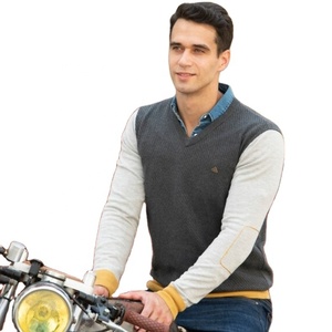 Wholesale OEM Men's Cotton Sweaters Troja Casual V-Neck New Urban Style Geansai Knitted Pullover Genser Winter Ribbed Sweaters - Product Image 5