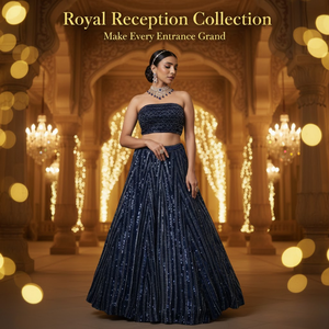 Designer Hand-Beaded <b>Lehenga</b> Choli for Girls | Shimmer <b>Skirt</b> with Sparkling Sequin Work for Cocktail & Sangeet - Product Image 4