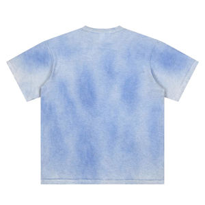 Camiseta de algodón 100% de 270 g/m² para hombre, al por mayor, en blanco, con cuello redondo, manga corta, efecto desgastado, lavado ácido y descolorido por el sol, personalizable - Product Image 2