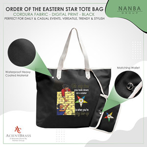 Sac fourre-tout noir brodé Eastern Star, logo OES Order Of The Eastern Star Sister Keeper - Product Image 3
