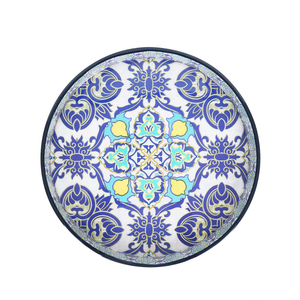 Bandeja Redonda para Servir al por Mayor, con Patrón de Mosaico Azul y Blanco, Estilo Étnico, Plato Decorativo para Cocina y Hogar, para Restaurantes - Product Image 1