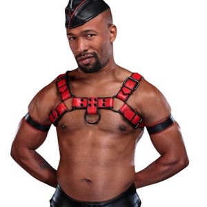 สายรัดหนังบูลด็อกสีแดงสำหรับผู้ชาย ปรับได้ สายรัดอกหนังคุณภาพพรีเมียม สำหรับใส่ไปคลับ - Product Image 6