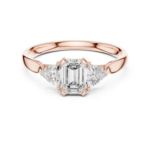 Anillo de Oro Amarillo de 14K con Esmeralda y Diamante Cultivado en Laboratorio con Corte Trillón para Mujer |   Ropa de Fiesta |   Diamante Nuevo Certificado por IGI de Lujo de 2 Quilates - Product Image 2