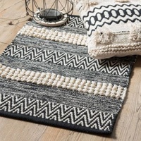 MORE Boho Moderner Dicker Mittelfloriger Gewebter Geometrischer Baumwollteppich Großer Rechteckiger Akzentteppich mit Quasten für Esszimmer und Flur