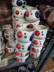 Ceramic <b>Mugs</b> With Red <b>Hearts</b> And White Flower with multi color cup set Designs Durable Handmade Drinkware For Promotional - Product Image 5