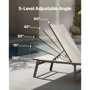 Sdraio Pieghevole per Piscina, Capacità di Carico 180 Kg, 5 Posizioni Regolabili, Facile Montaggio - Product Image 5