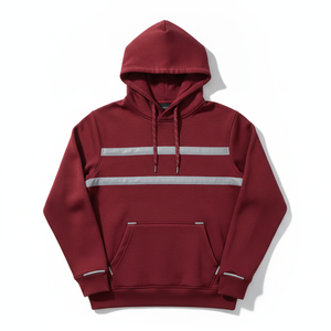 เสื้อฮู้ดสีแดงสำหรับผู้ชาย มีแถบสะท้อนแสง ทรงปกติ สไตล์ลำลอง ผ้าเฟรนช์เทอร์รี่ - Product Image 6
