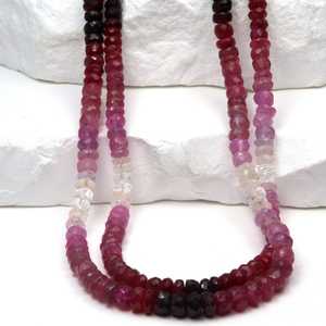 Cuentas facetadas redondas de rubí rojo y rosa degradado de 4.5mm y 5.5mm, hilo de cuentas de piedras preciosas naturales para la fabricación de joyería. - Product Image 5