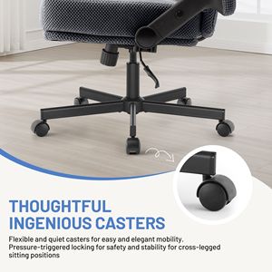 Chaise de bureau Criss Cross avec accoudoirs rabattables, tissu confortable, siège large réglable et coussin épais, roulettes incluses - Product Image 6