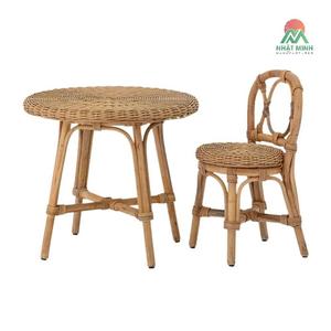 Juego de Mesa y Sillas Infantiles de Ratán Nhat Minh, Respaldo Cruzado Redondo, Estilo Tropical, Ecológico, para Uso en Interiores - Product Image 2