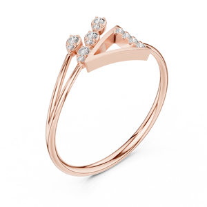Anillos de oro macizo de 14k para mujer con diseño de triángulo hueco, minimalistas, con diamantes de corte redondo, para regalo, compromiso, aniversario, boda. - Product Image 5
