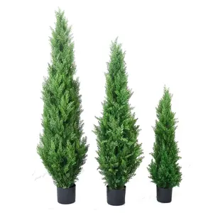 Tanaman pohon cemara topiary bola spiral buatan anti-uv plastik hijau 5 kaki 8 kaki 6 kaki 7 kaki besar 240cm