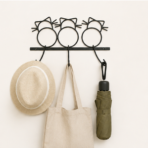 Modern Black Metal Cat Silhouette <b>Wall</b> Mounted <b>Key</b> Holder Triple Kitten <b>Key</b> Rack With 3 Heavy Duty <b>Hooks</b> For Entryway Hallway - Product Image 4
