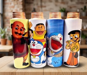 Pure Copper Water Bottles Featuring Artistic Floral and Retro Geometric Prints Stylish Ayurvedic Health Wellness Hydration Cont - Product Image 5