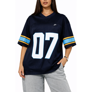 Camiseta Deportiva Unisex Estilo Streetwear de Fútbol Americano Azul y Negra, Holgada, Transpirable, de Poliéster, para Entrenamiento de Equipo, Personalizable, Estilo USA - Product Image 1