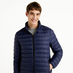 <b>Men's</b> <b>Navy</b> Blue <b>Quilted</b> Puffer <b>Jacket</b> Stand Collar Zipper Closure Heavyweight Windproof Breathable Casual Winter Wear Front - Product Image 6