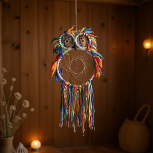 Attrape-rêves Hibou Arc-en-ciel - Ajoute une touche de couleur et de fantaisie à votre espace - Product Image 3