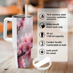 Vaso Térmico de Acero Inoxidable de 40 oz con Diseño de Flor de Cerezo para Uso en Exteriores - Product Image 5