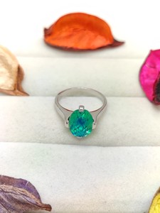 Bague en quartz arc-en-ciel des Caraïbes, bijou en cristal coloré, cadeau de mode élégant pour femmes et jeunes filles, bague de mariée - Product Image 1