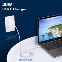 Chargeur rapide USB-C 30W avec câble C-C de 10 pieds compatible avec MacBook Pro 13 14 15 16 pouces MacBook Air M1 M2 M3 Adaptateur secteur
