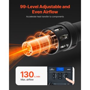 Estación de Retrabajo Digital SMD de 1000W, Pistola de Aire Caliente de 212-896 Fahrenheit, Flujo de Aire Ajustable en 99 Niveles, Estación de Desoldadura de 3 Puntos - Product Image 3